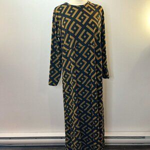 Pinkmark Women's Tan/Black Geometric Full Length Dress - Size Large